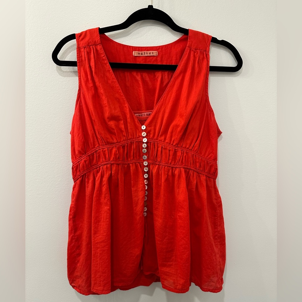 “Velvet” cotton sleeveless shirt with matching cami.